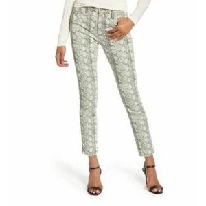 NWT AG Adriano Goldschmied HighRise Slim Straight Jean Women Sz 32 Snake Green